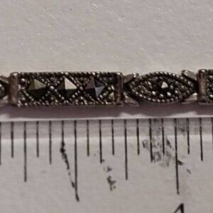 Vintage 925 ATI Thailand Sterling Silver Marcasite Link Tennis Bracelet 7.25 "